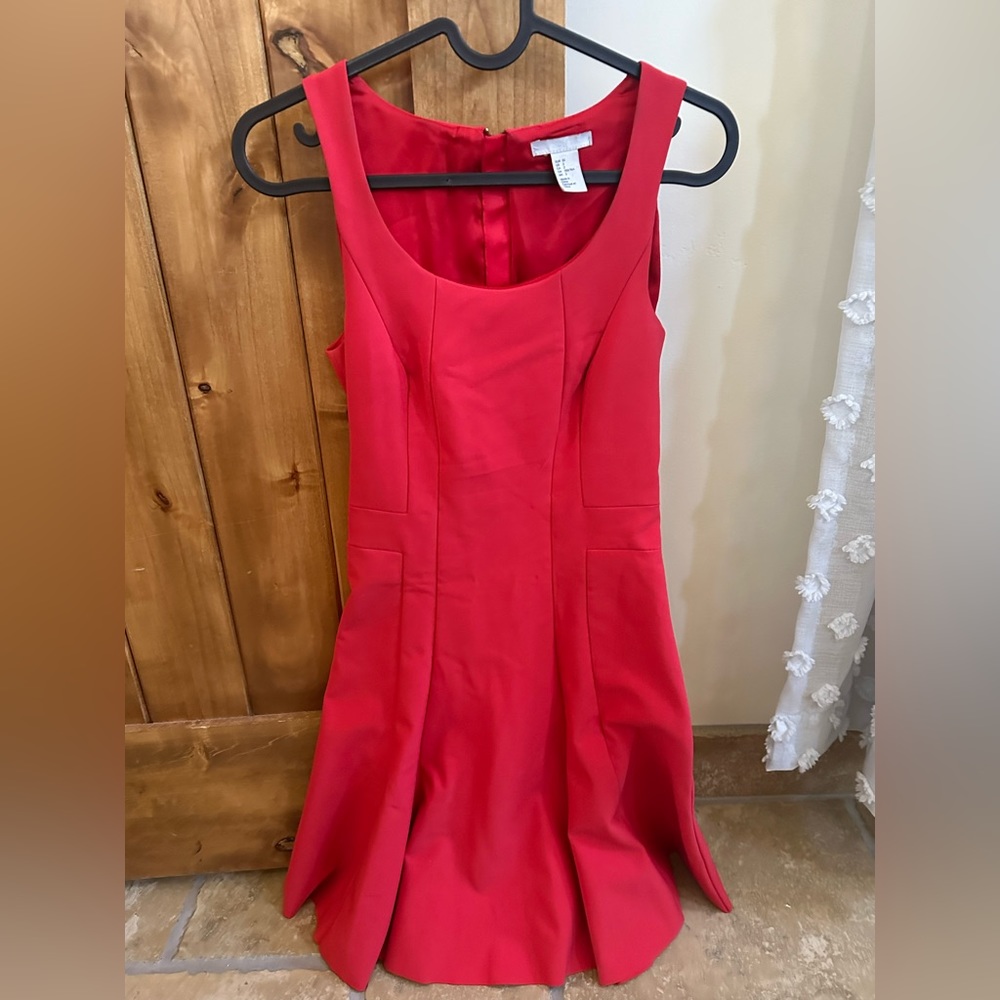 H&M red fit and flare dress